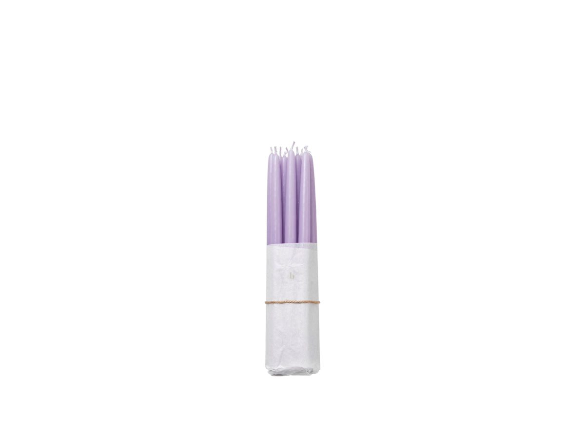 Pack Of Ten Thin Light Orchid Tapered Candles
