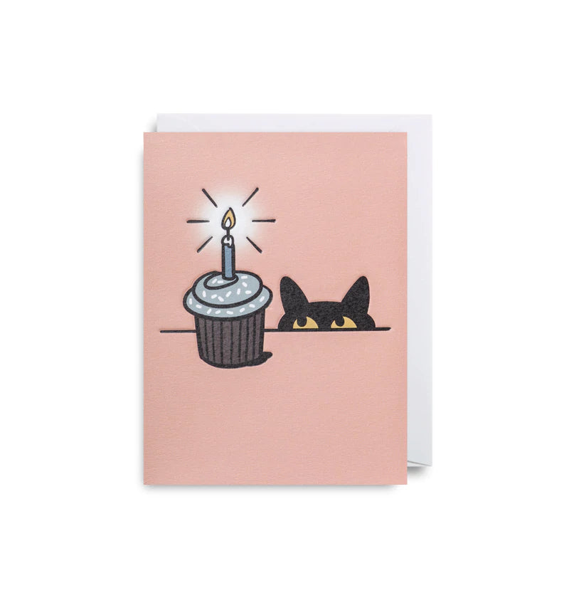 Cat & Candle Mini Birthday Card