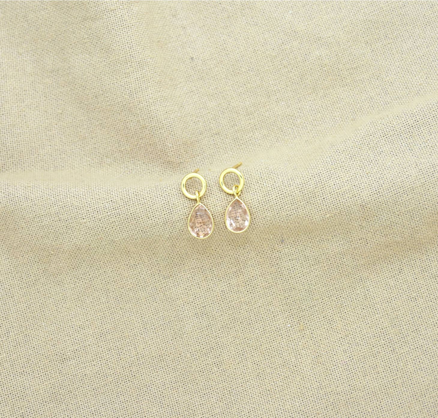 Circle Post Morganite Gold Plated Earrings