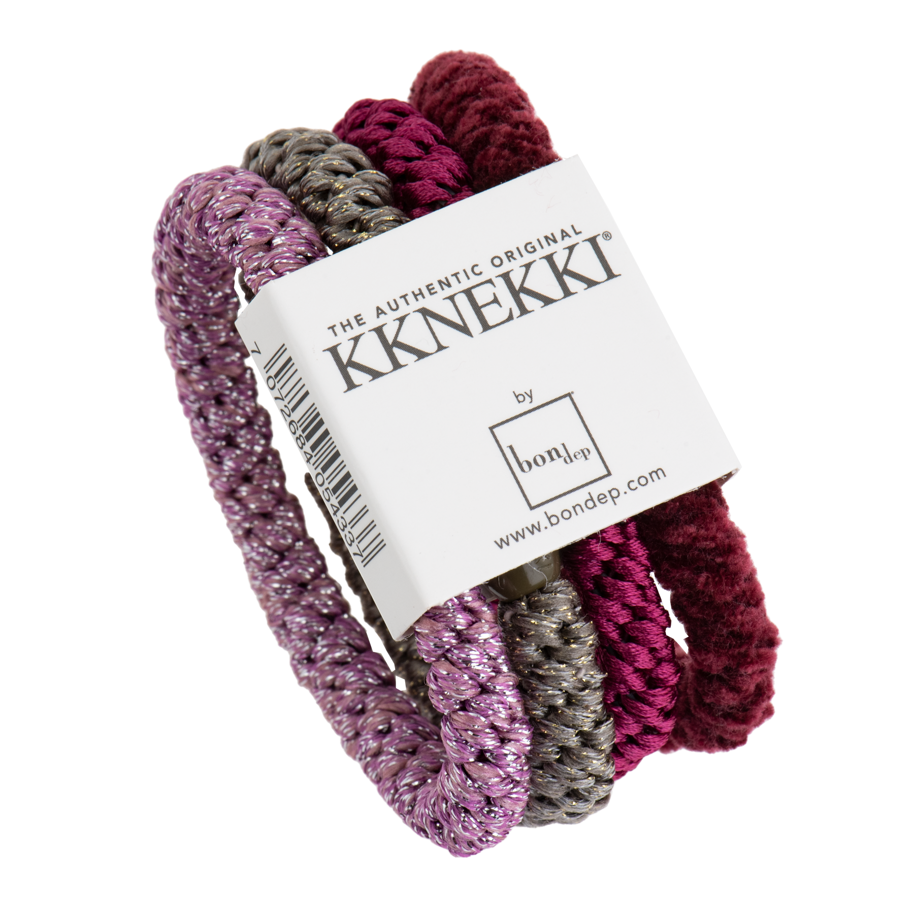 Set Of 4 Red & Purple Kknekki Hair Ties