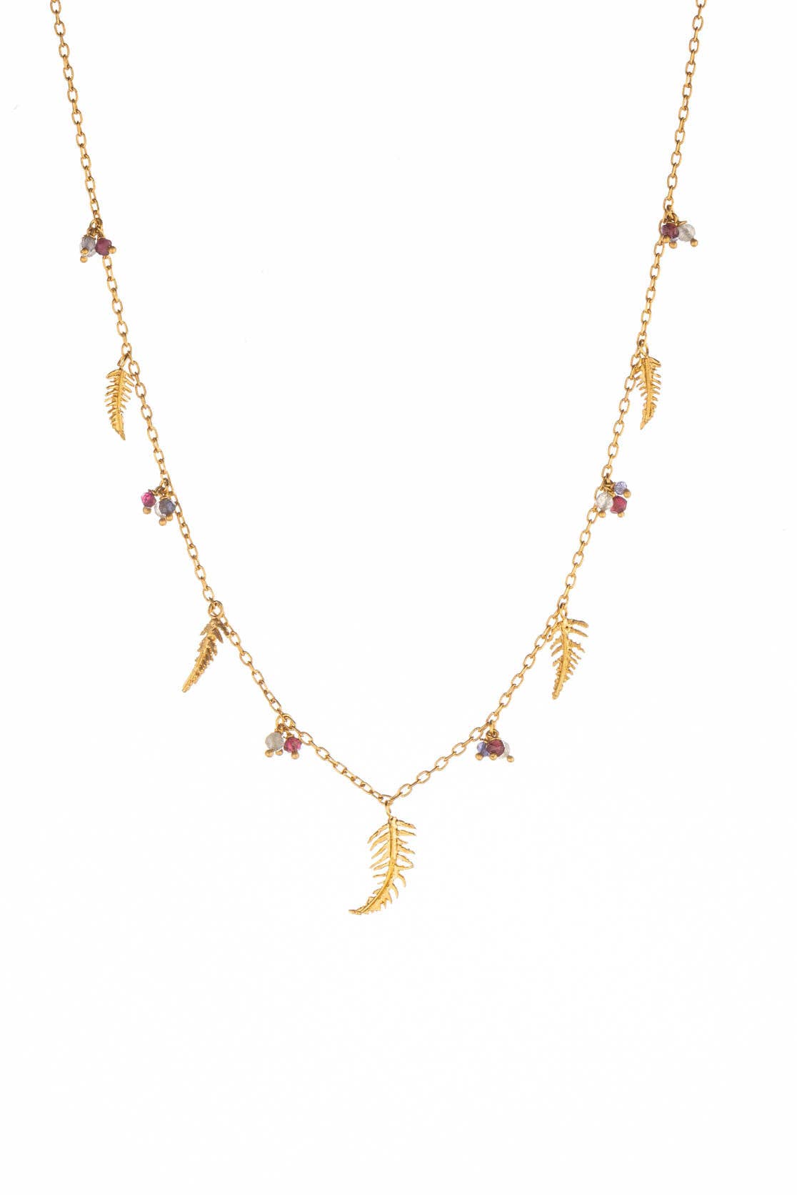 Botanical Multiple Fern Necklace in Gold