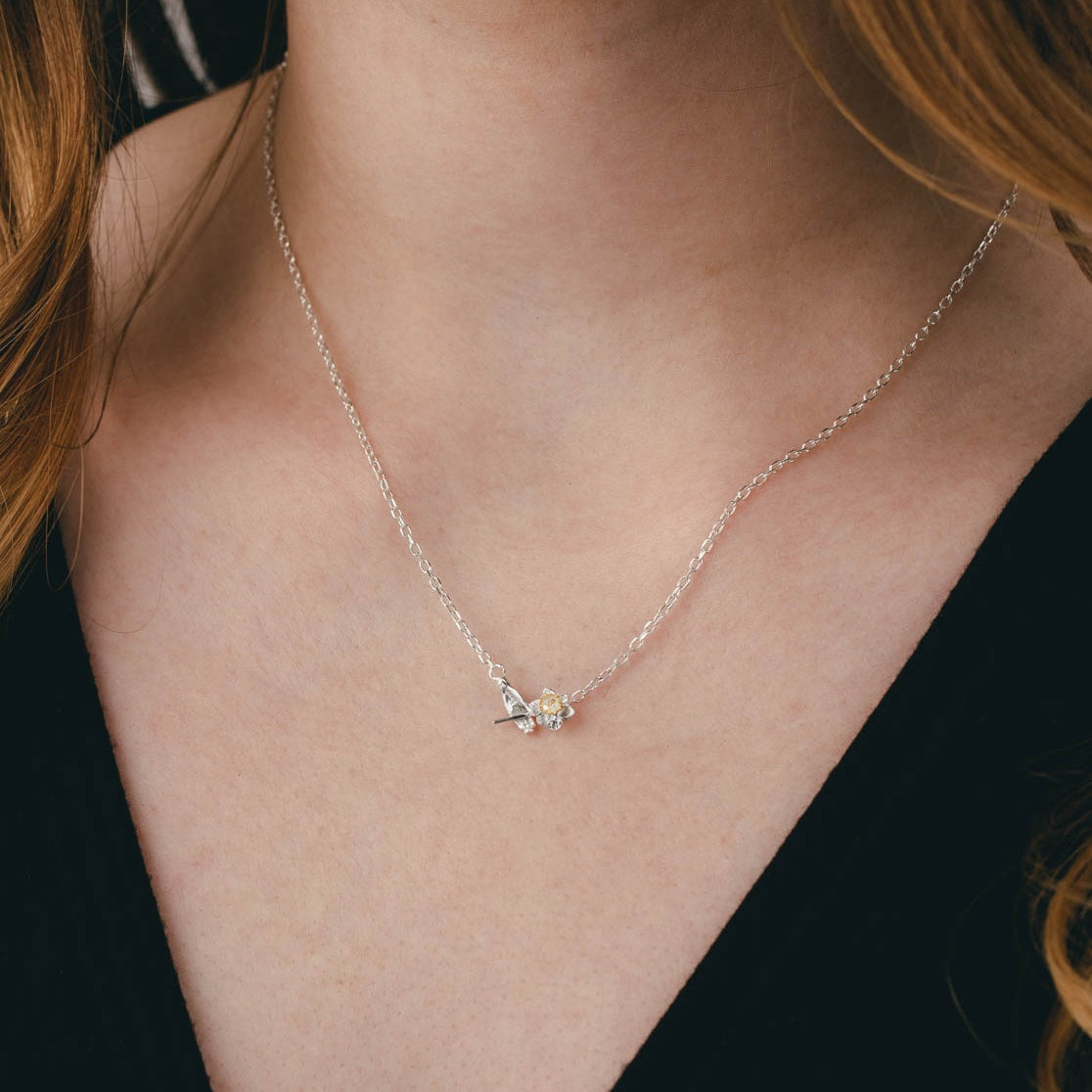 Silver And Gold Vermeil A Flower For You Necklace