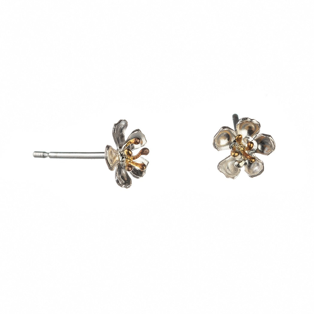 Silver And Gold Vermeil Almond Blossom Stud Earrings