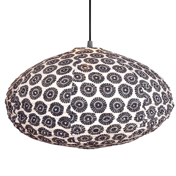 Small 60cm Cream & Black Oki Cotton Pendant Lampshade