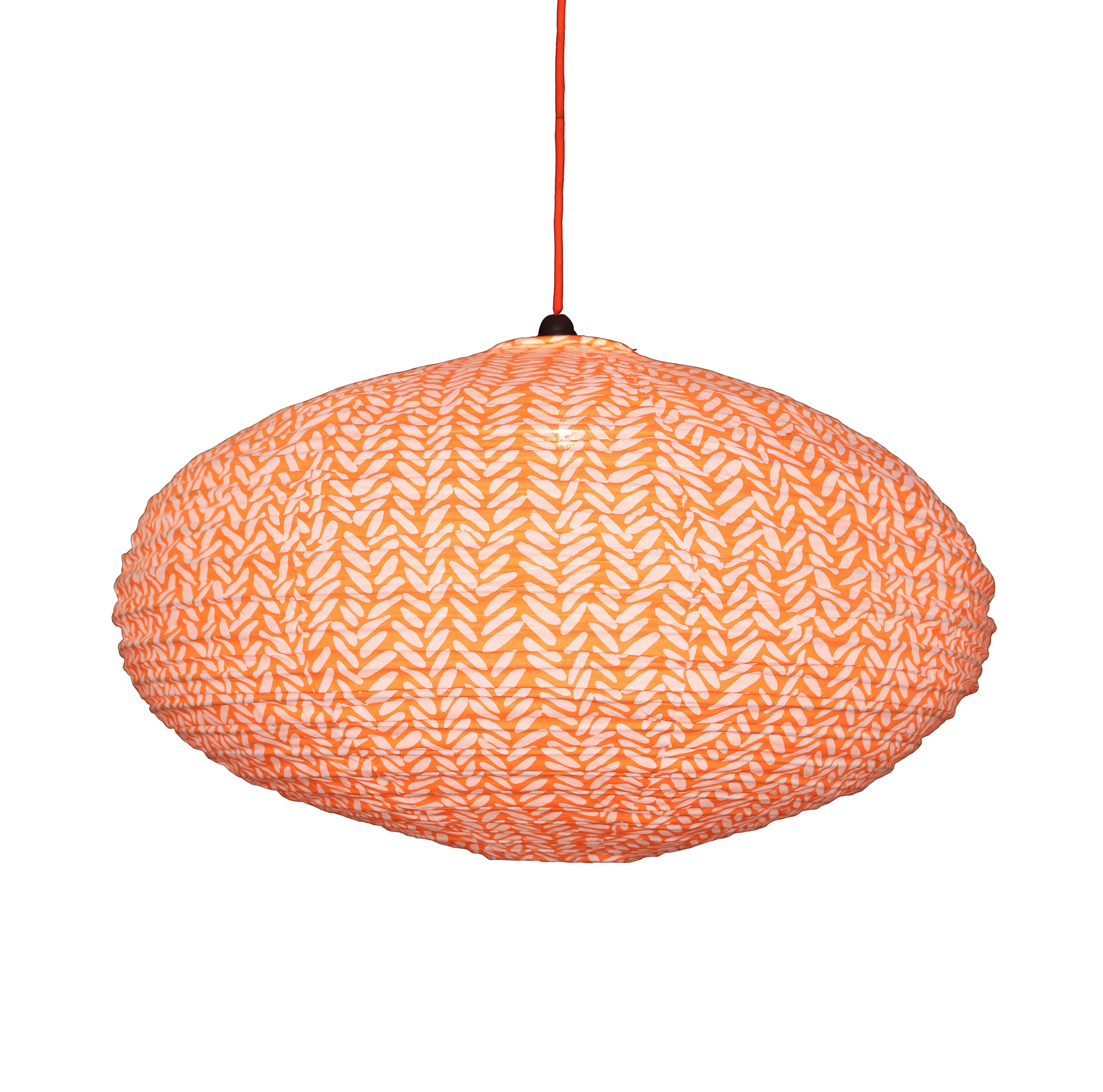 Small 60cm Cream & Orange Rice Cotton Pendant Lampshade