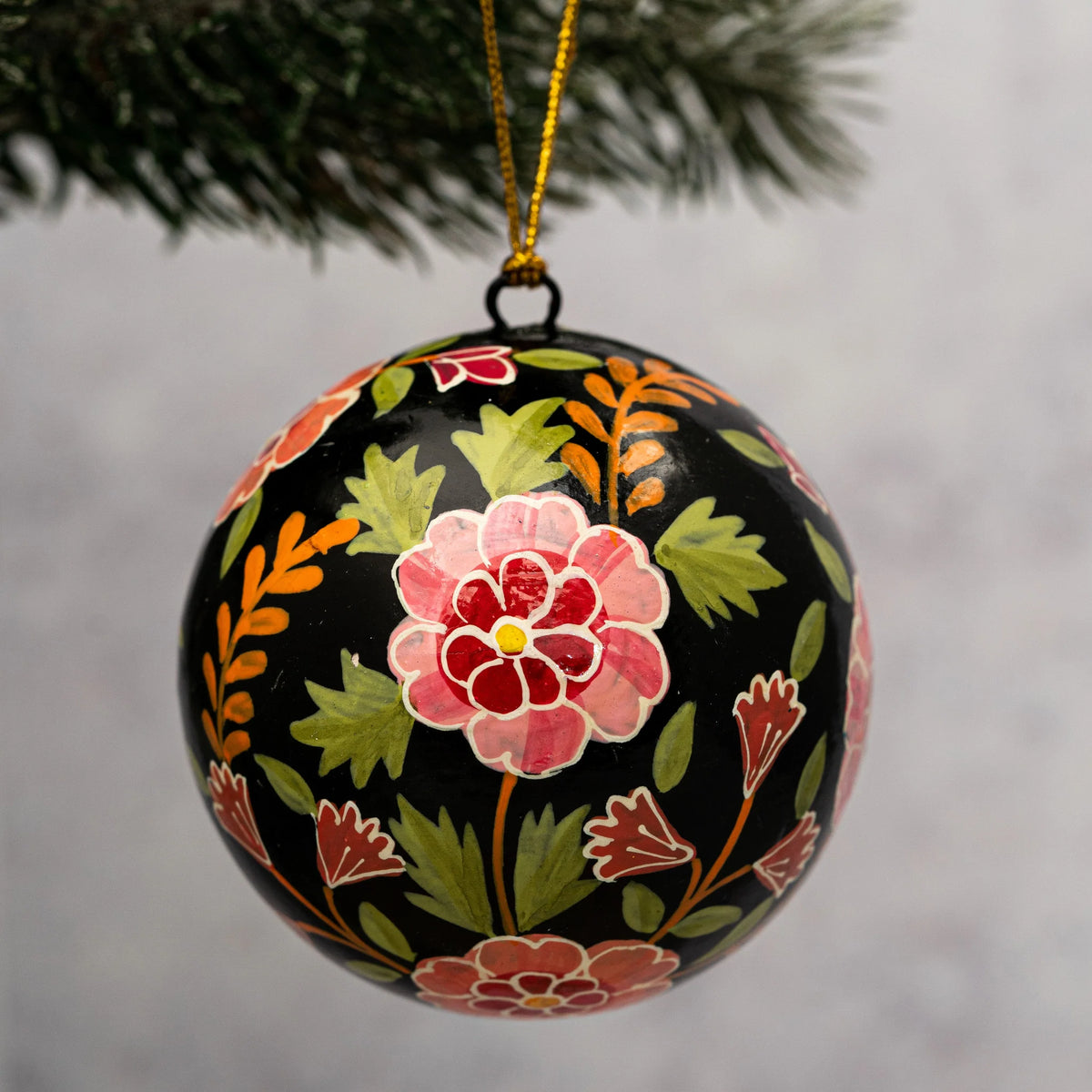 Black Floral Christmas Bauble