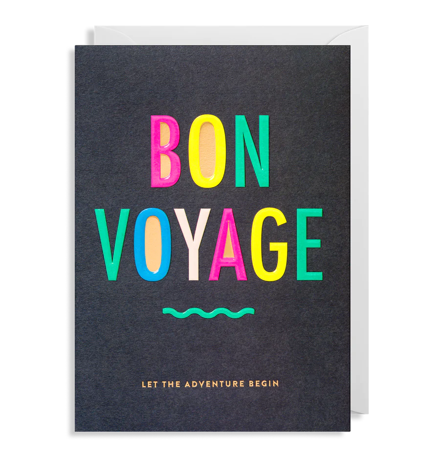 Bon Voyage Neon Leaving Card