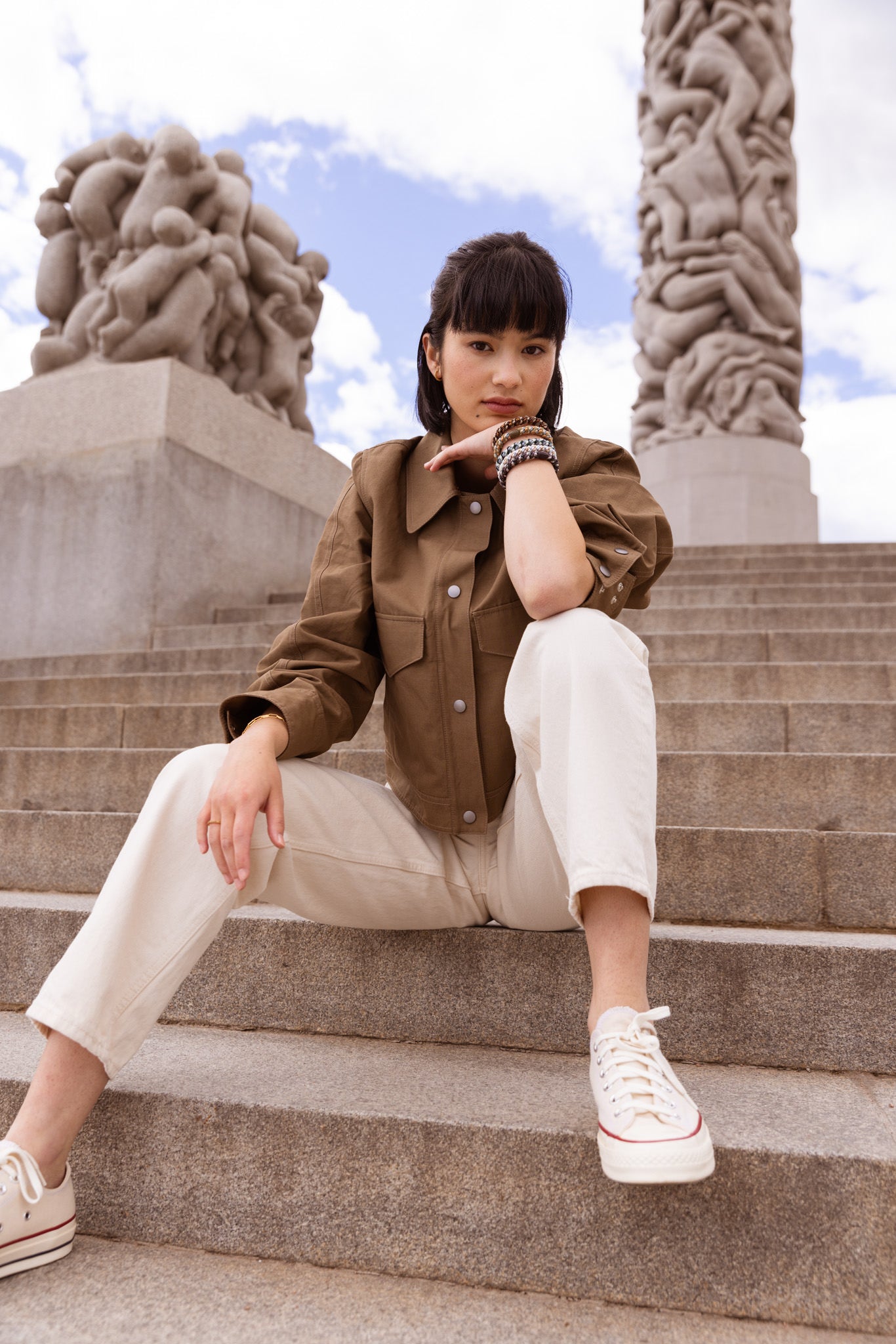 Set Of 4 Camo & Cream Kknekki Hair Ties