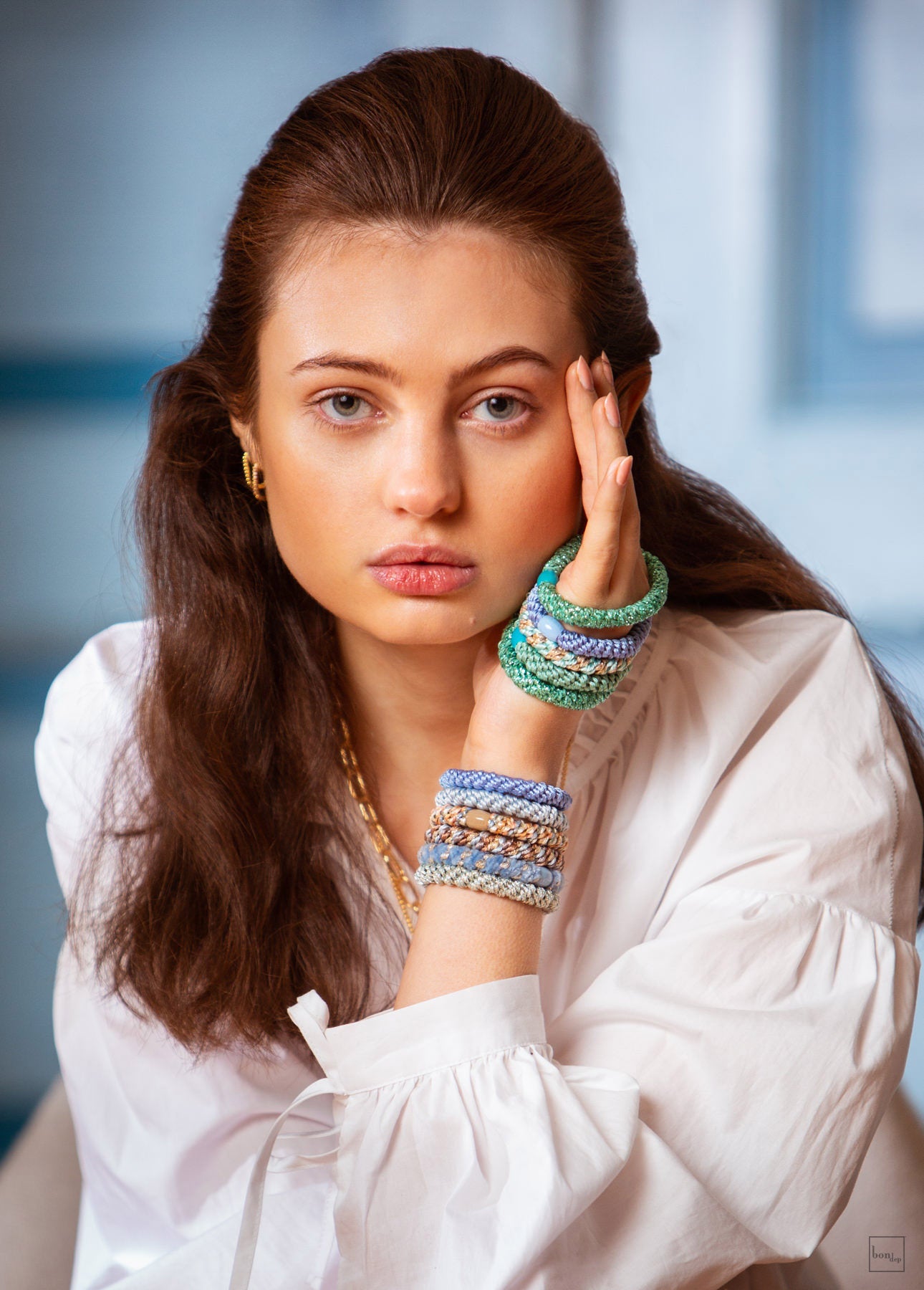 Set Of 4 Neon Pink, Blue and Gold Kknekki Hair Ties