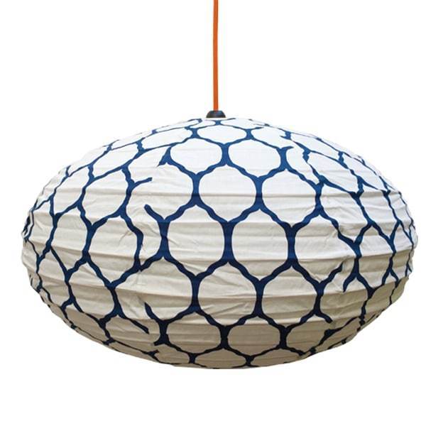 Small 60cm Navy Blue & Cream Classic Cotton Pendant Lampshade