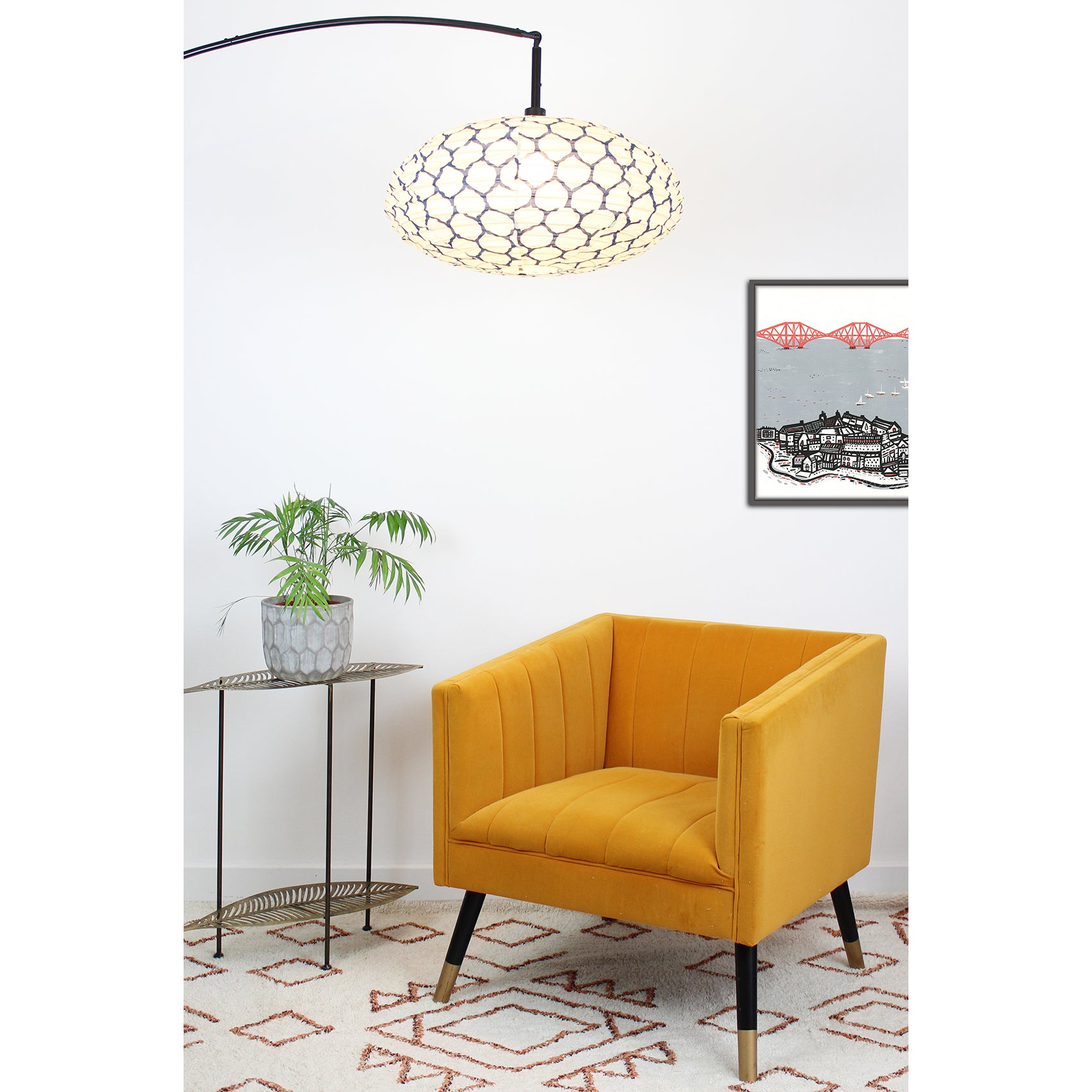 Small 60cm Navy Blue & Cream Classic Cotton Pendant Lampshade