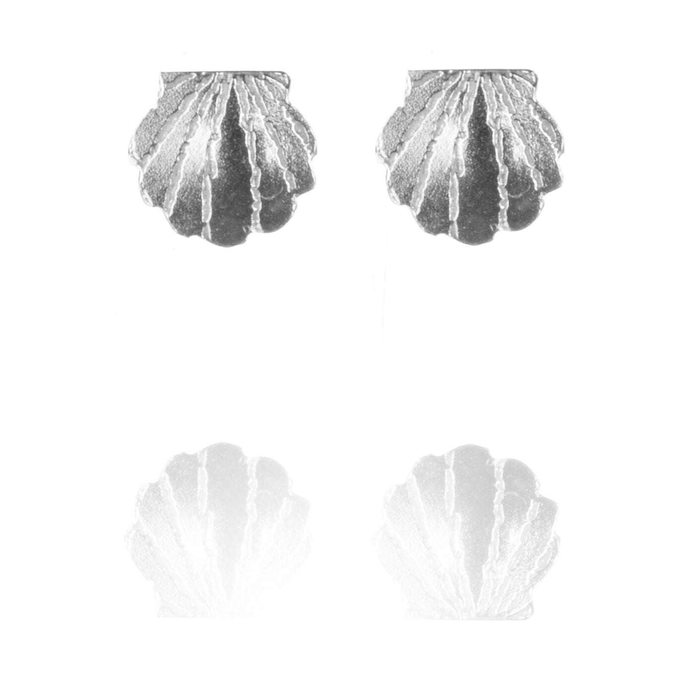 Tiny Sterling Silver Clam Shell Stud Earrings