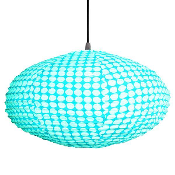 Small 60cm Turquoise & Cream Dot Cotton Pendant Lampshade