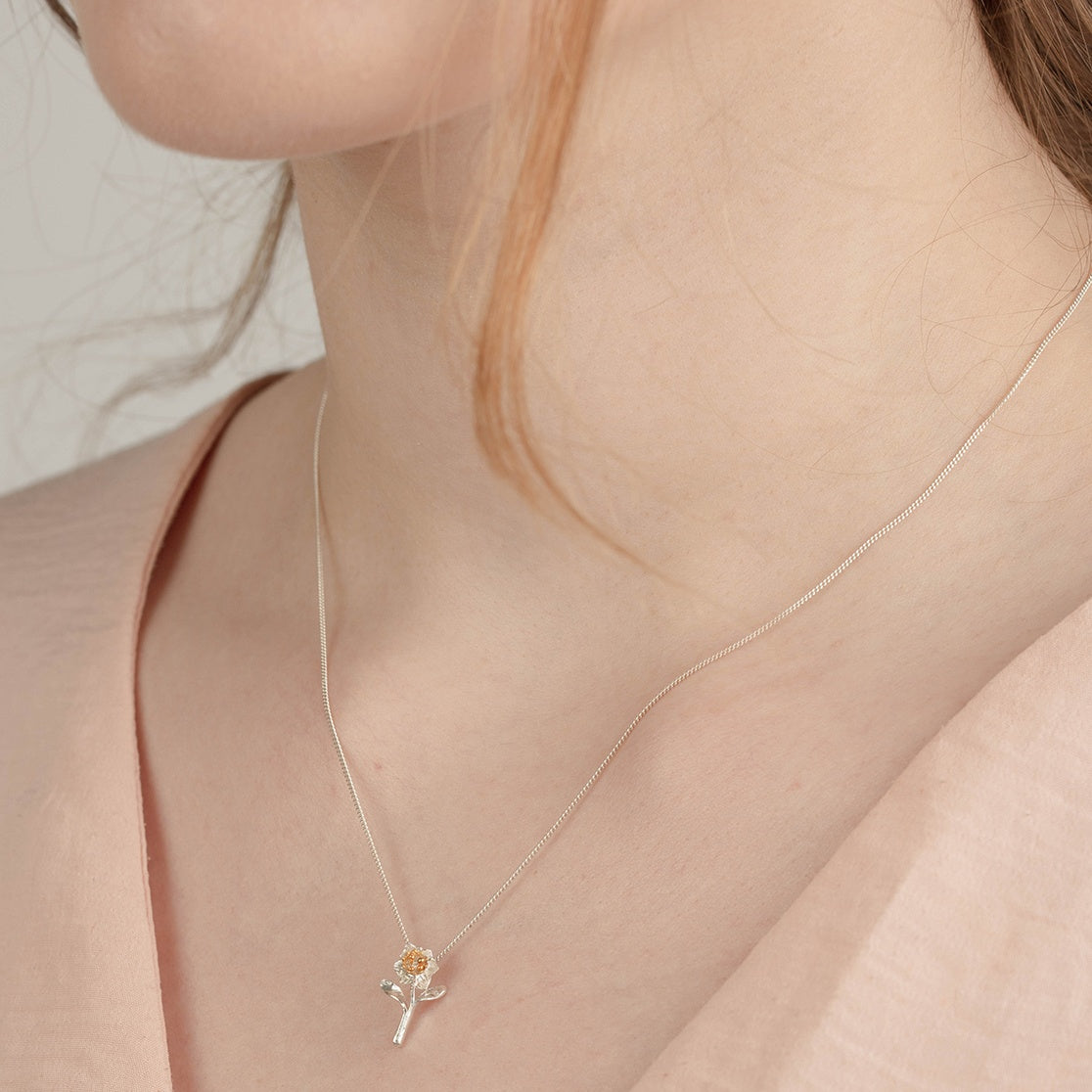 Silver And Gold Vermeil Daffodil Necklace