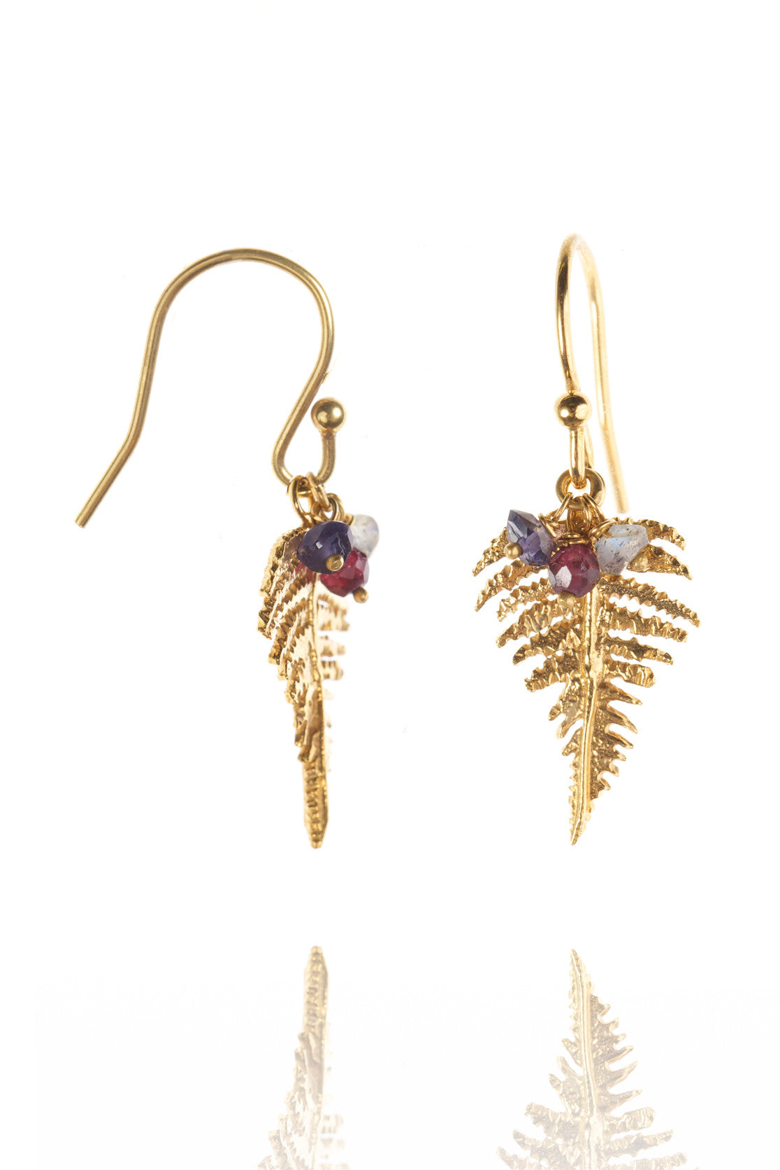 Fern Drop Earrings in Gold