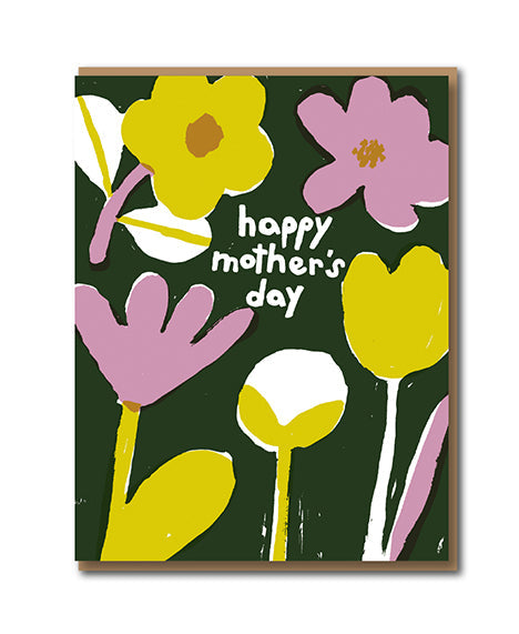 Pink & Yellow Floral Letterpress Mother's Day Card