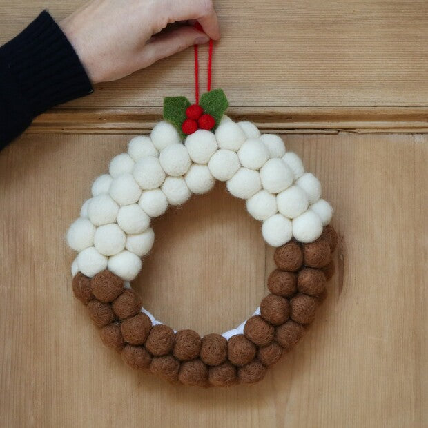 Felt Pom Pom Christmas Pudding Wreath