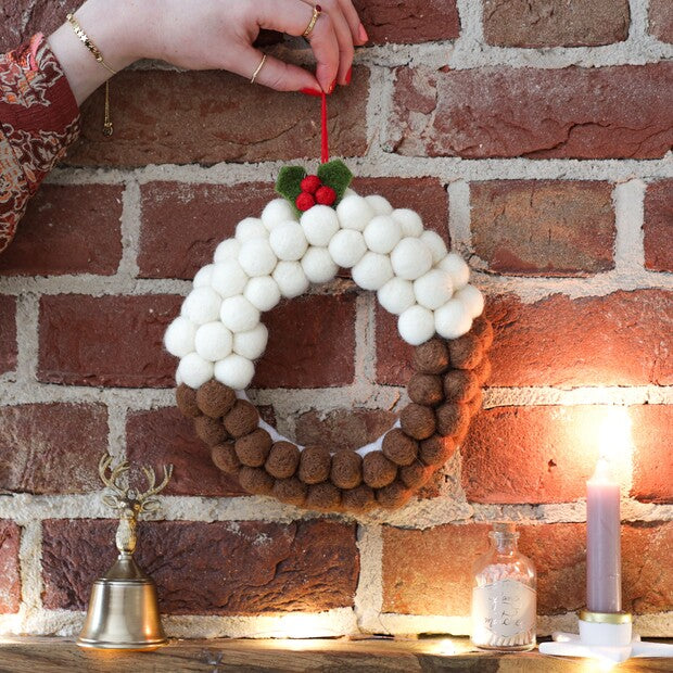 Felt Pom Pom Christmas Pudding Wreath