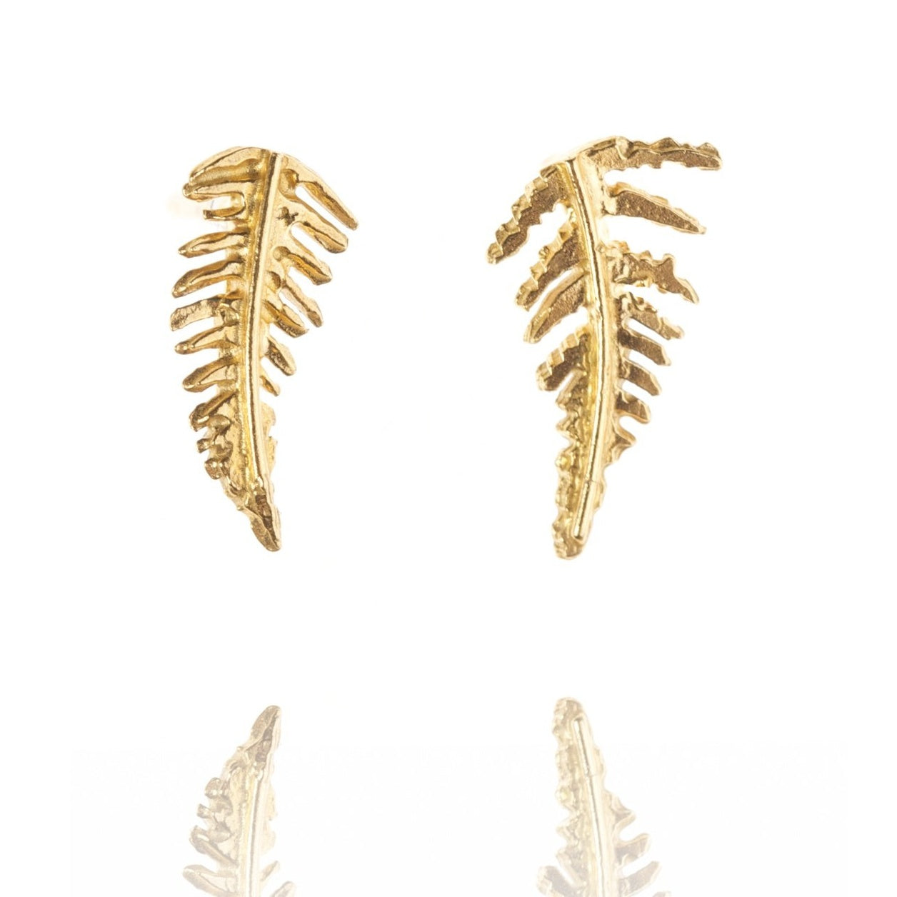 Tiny Gold Vermeil Fern Stud Earrings
