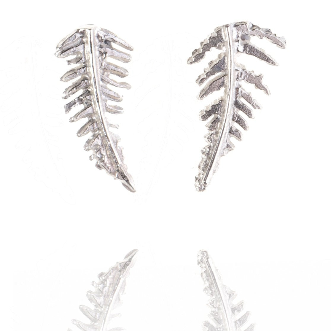 Tiny Sterling Silver Fern Stud Earrings