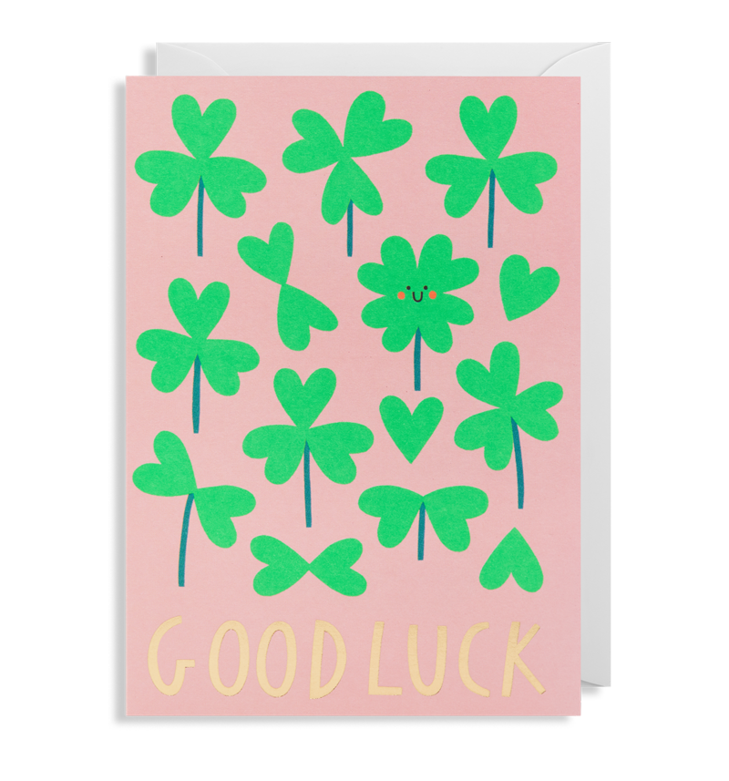 Four Leaf Clover Good Luck Card