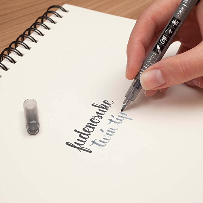 Fudenosuke Brush Pen - 2 Soft Tips Black & Grey