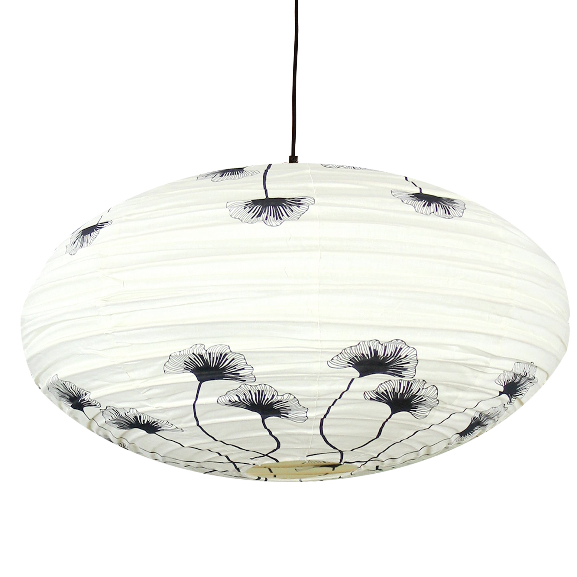 Small 60cm Black & Cream Ginkgo Cotton Pendant Lampshade