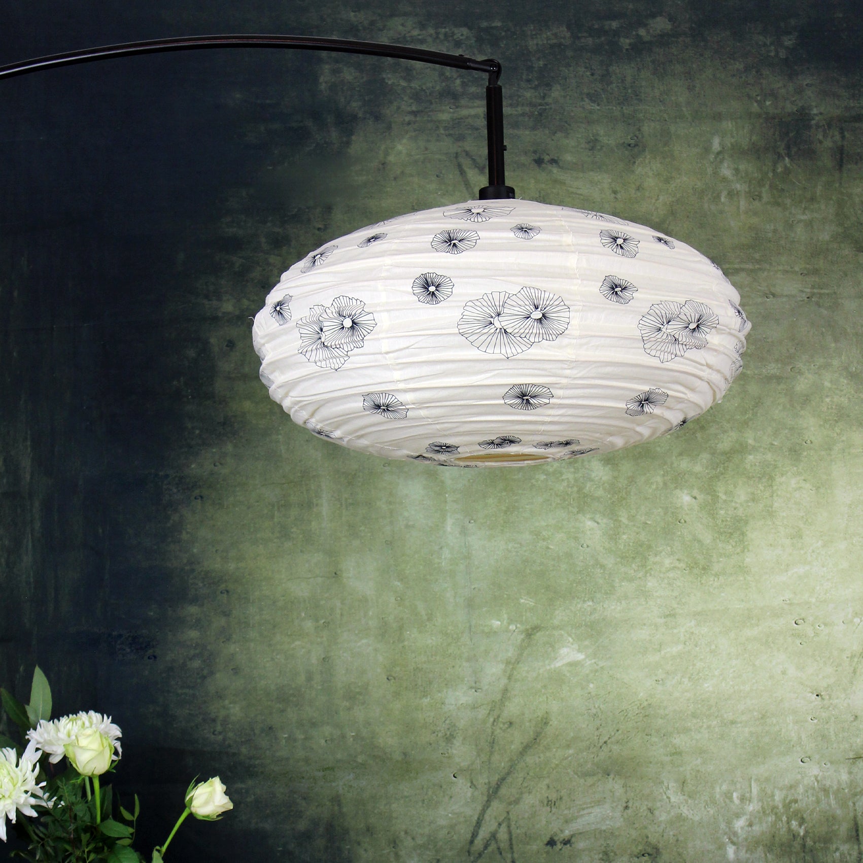 Small 60cm Black & Cream Granulosa Cotton Pendant Lampshade