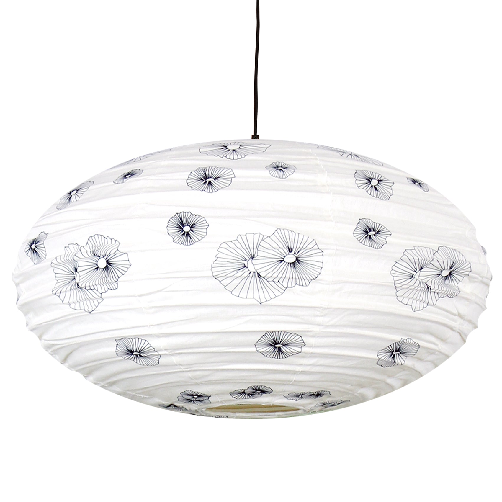 Large 80cm Cream & Black Granulosa Cotton Pendant Lampshade