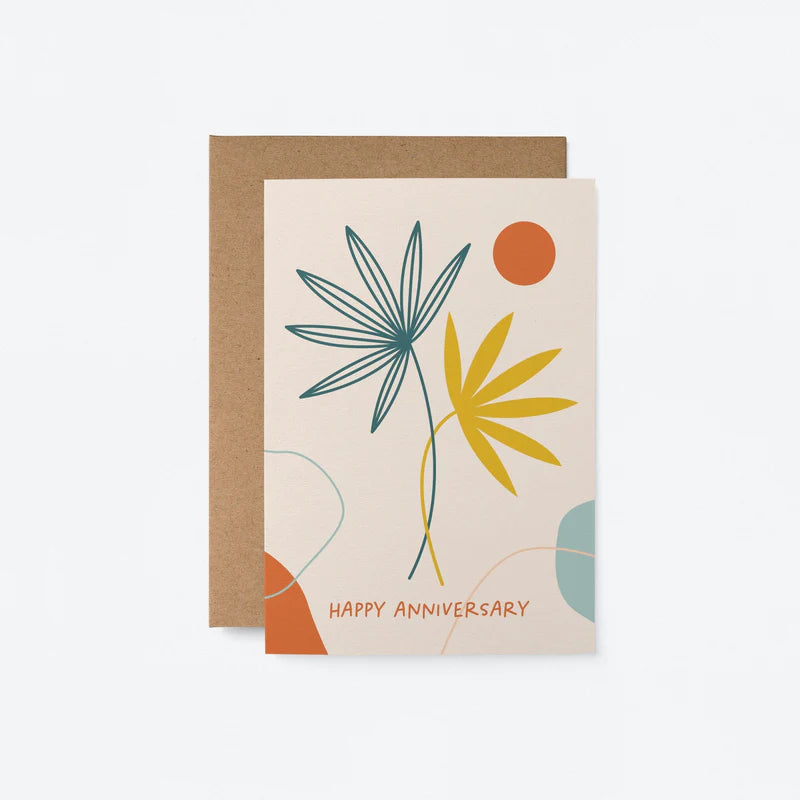 Abstract Leaves Anniversary Card