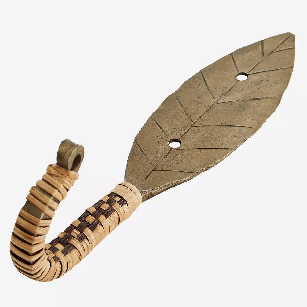 Hand Forged Antique Gold Leaf Hook With Cane Work