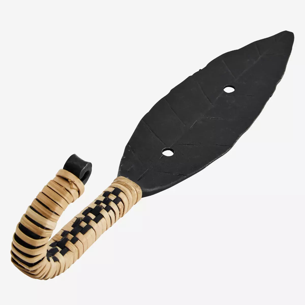 Hand Forged Antique Black Leaf Hook With Cane Work