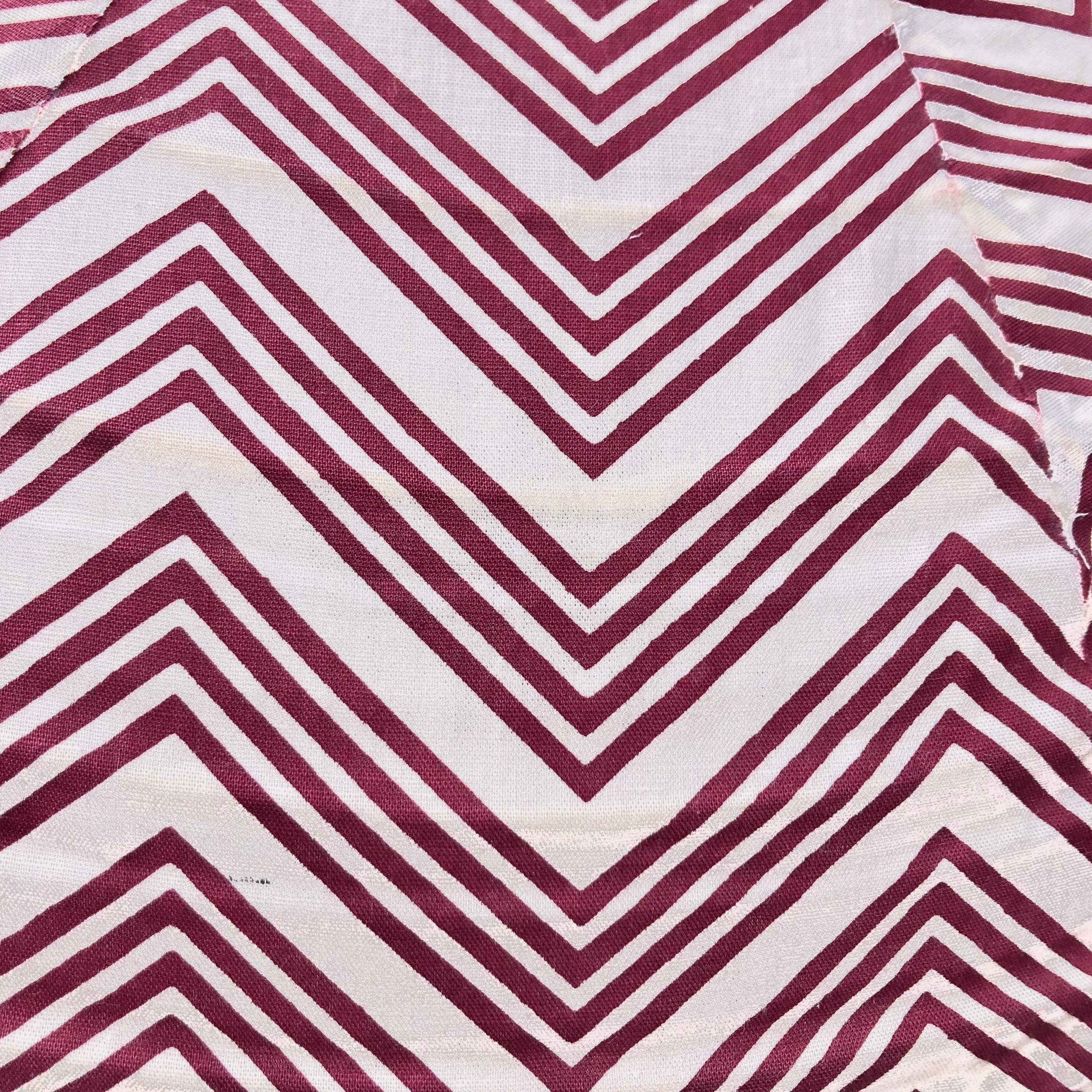 Small 60cm Cream & Maroon Kuba Cotton Pendant Lampshade