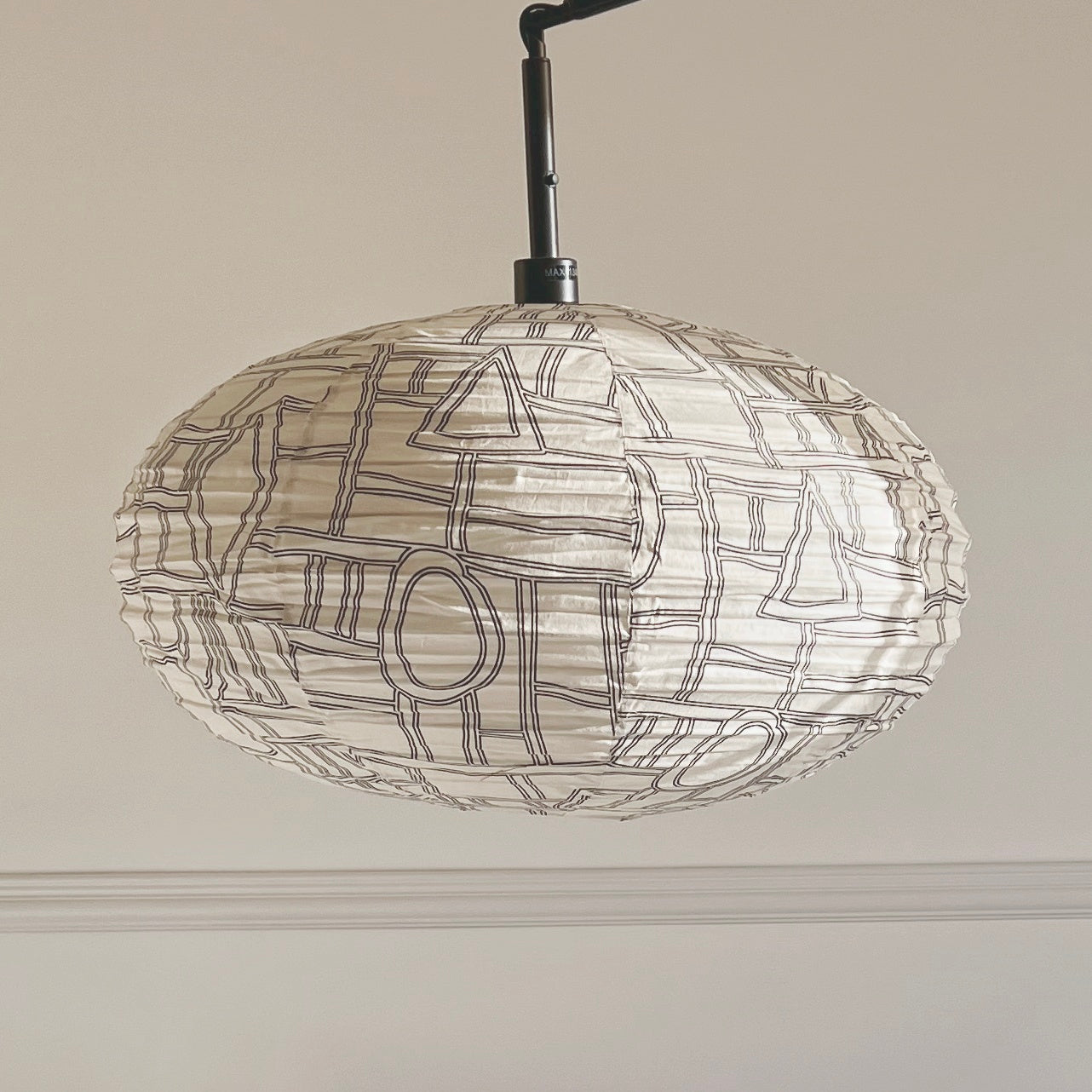 Large 80cm Cream & Black Mungo Cotton Pendant Lampshade