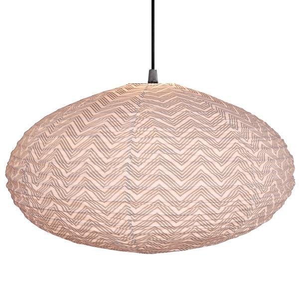 Large 80cm Grey & Cream Kuba Cotton Pendant Lampshade