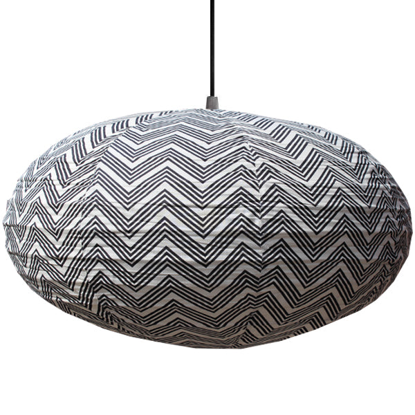 Large 80cm Grey & Black Kuba Cotton Pendant Lampshade