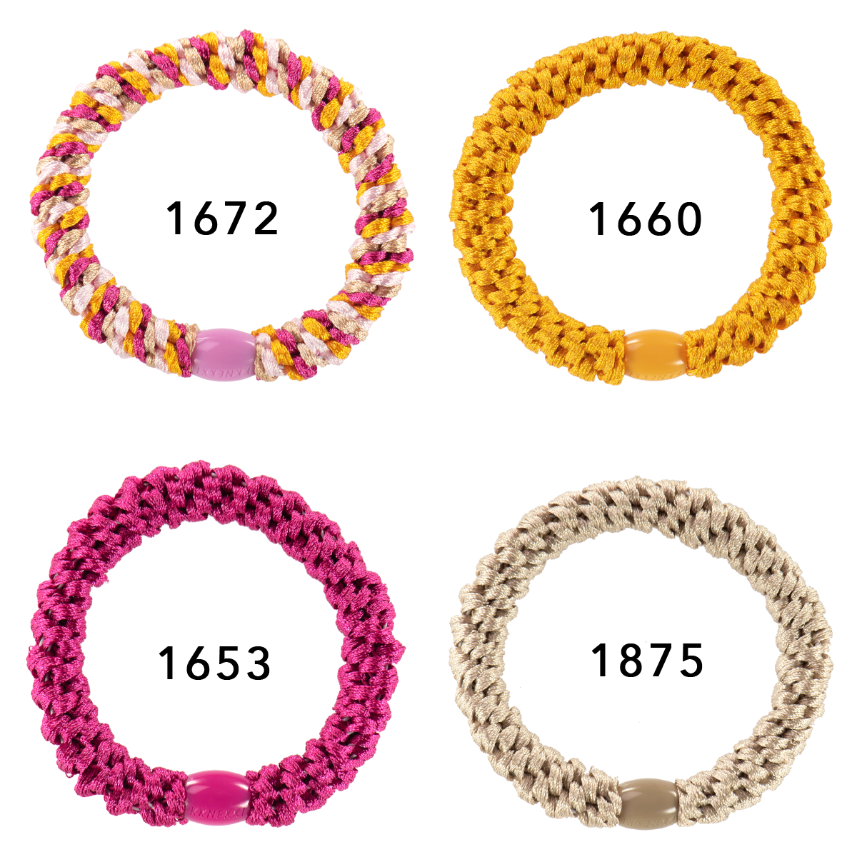 Set Of 4 Orange & Pink Kknekki Hair Ties