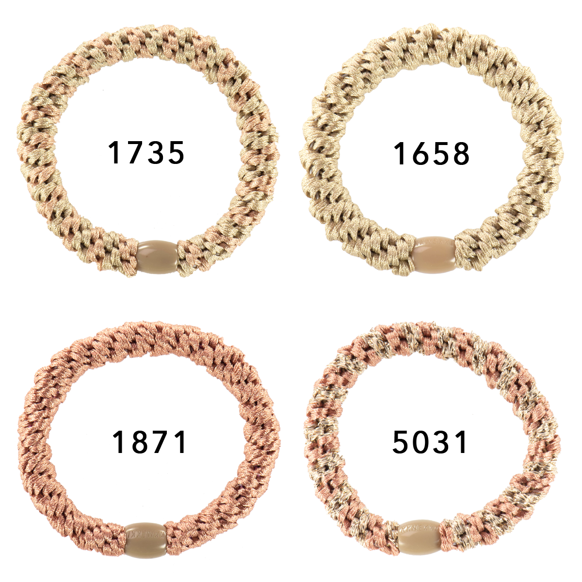Set Of 4 Beige, Dusty Pink And Gold Kknekki Hair Ties