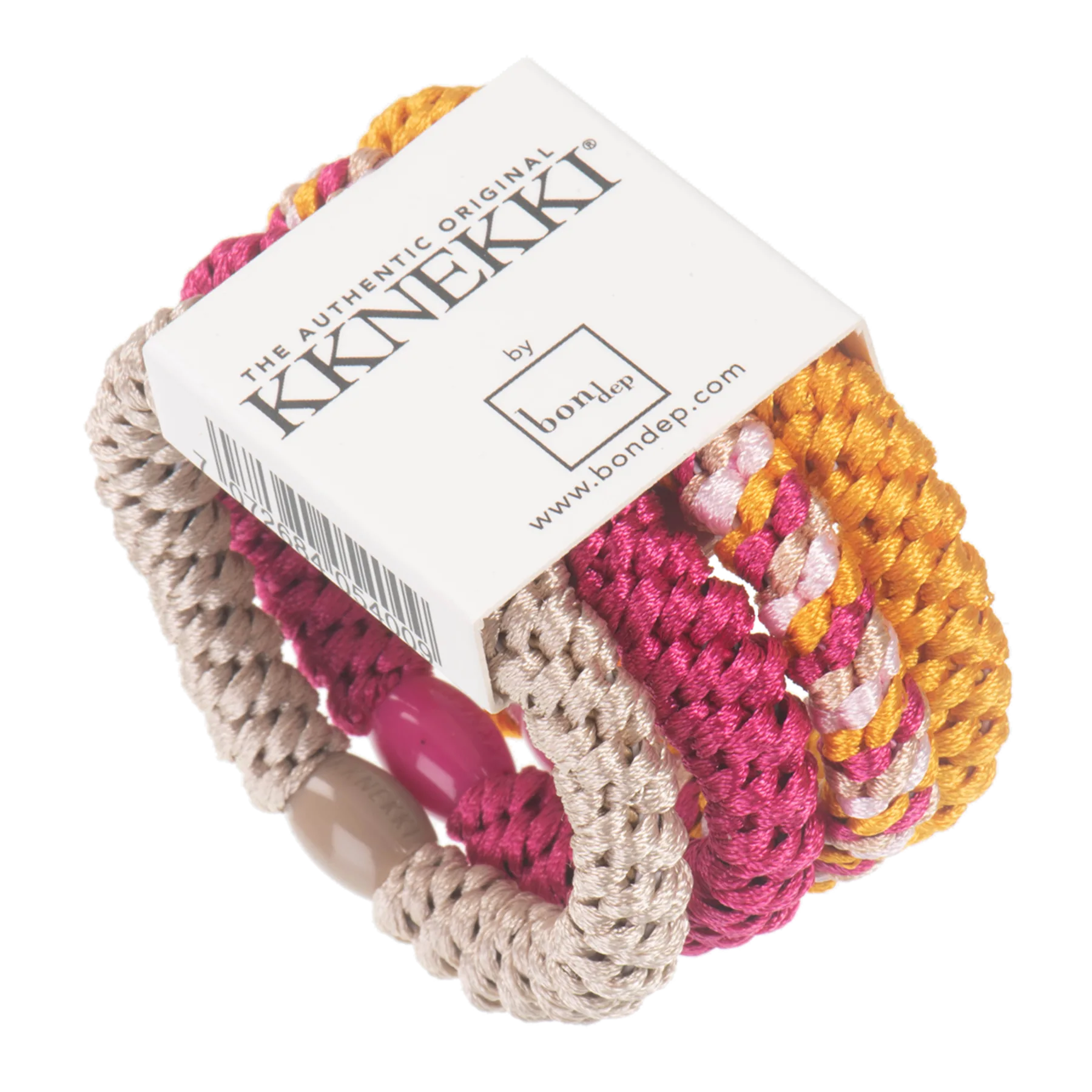 Set Of 4 Orange & Pink Kknekki Hair Ties