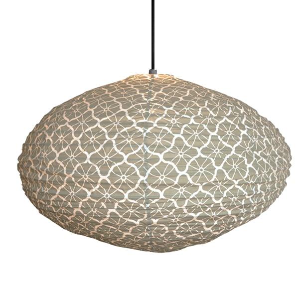 Large 80cm Grey & Cream Lotus Cotton Pendant Lampshade