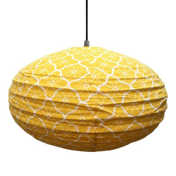 Large 80cm Cream & Yellow Lotus Cotton Pendant Lampshade