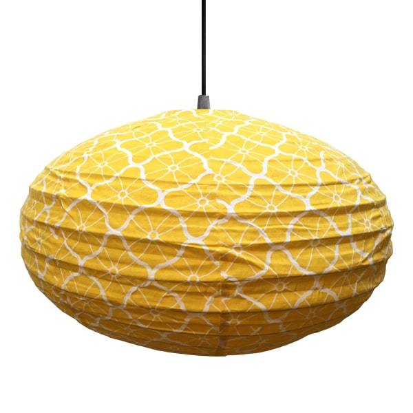 Small 60cm Cream & Yellow Lotus Cotton Pendant Lampshade