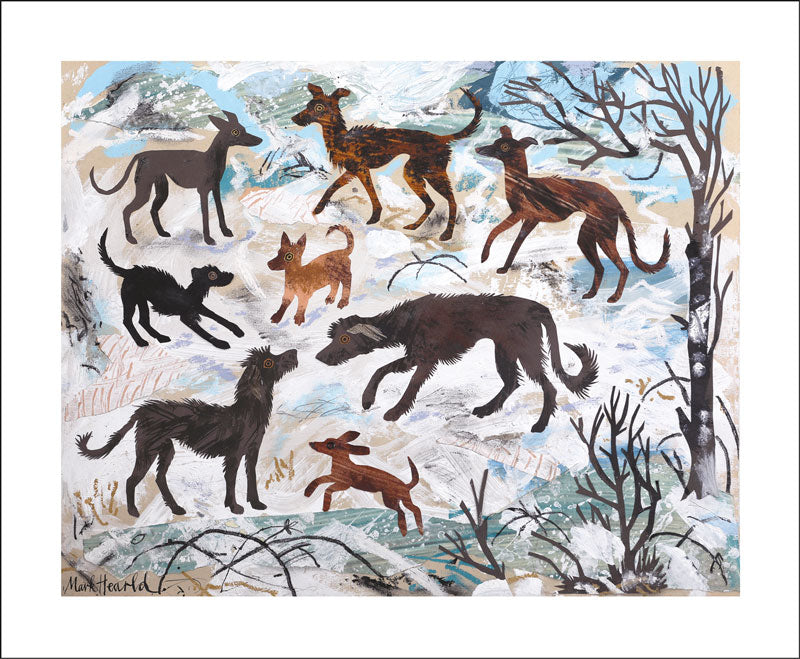 Hounds In The Snow Blank Card