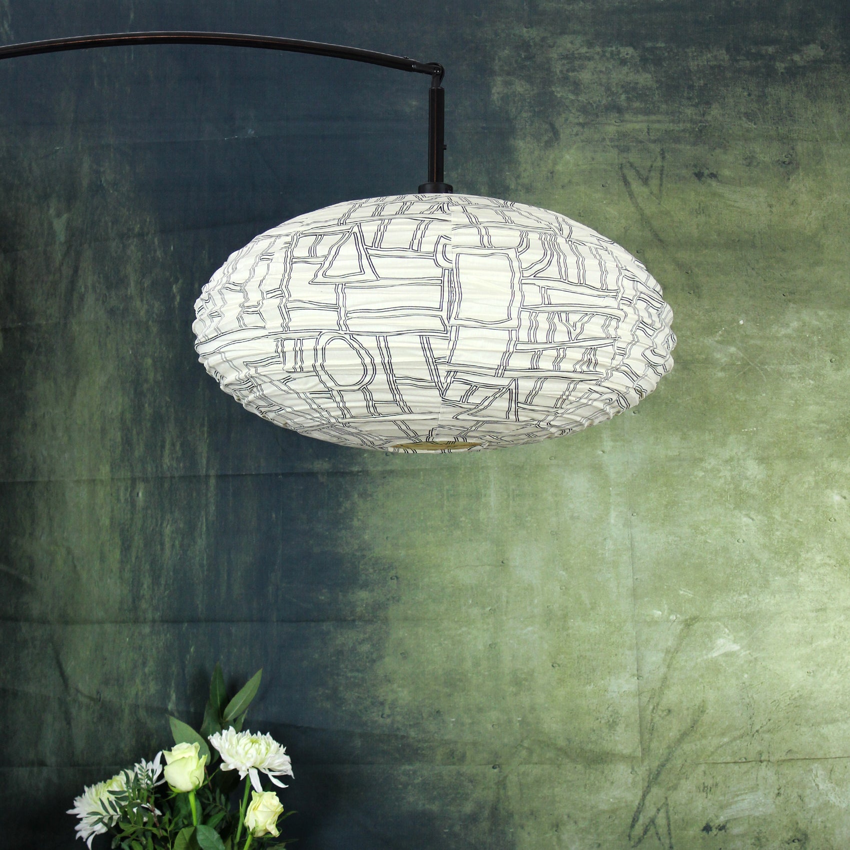 Large 80cm Cream & Black Mungo Cotton Pendant Lampshade