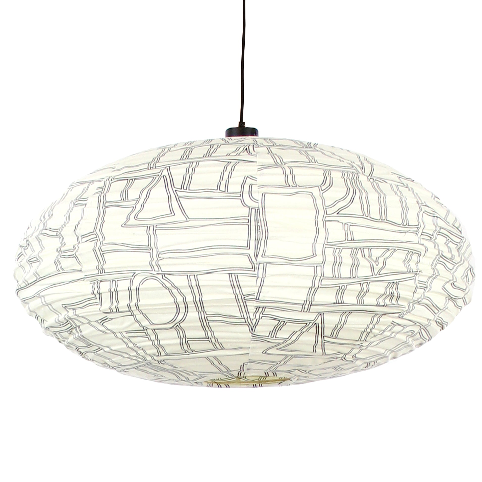 Large 80cm Cream & Black Mungo Cotton Pendant Lampshade