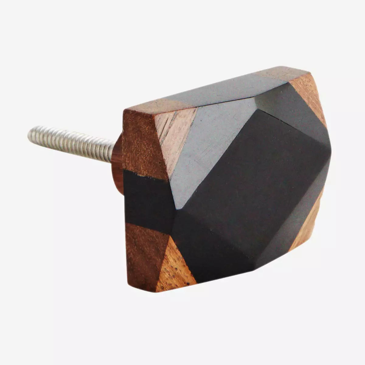 Mango Wood & Resin Geo Doorknob