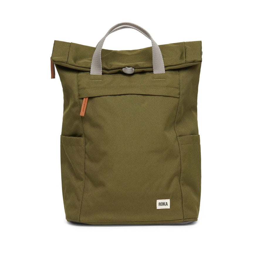 Roka London Finchley Medium Moss Recycled Canvas Backpack Bag Finchley Backpack in Moss – ROKA London main image 2