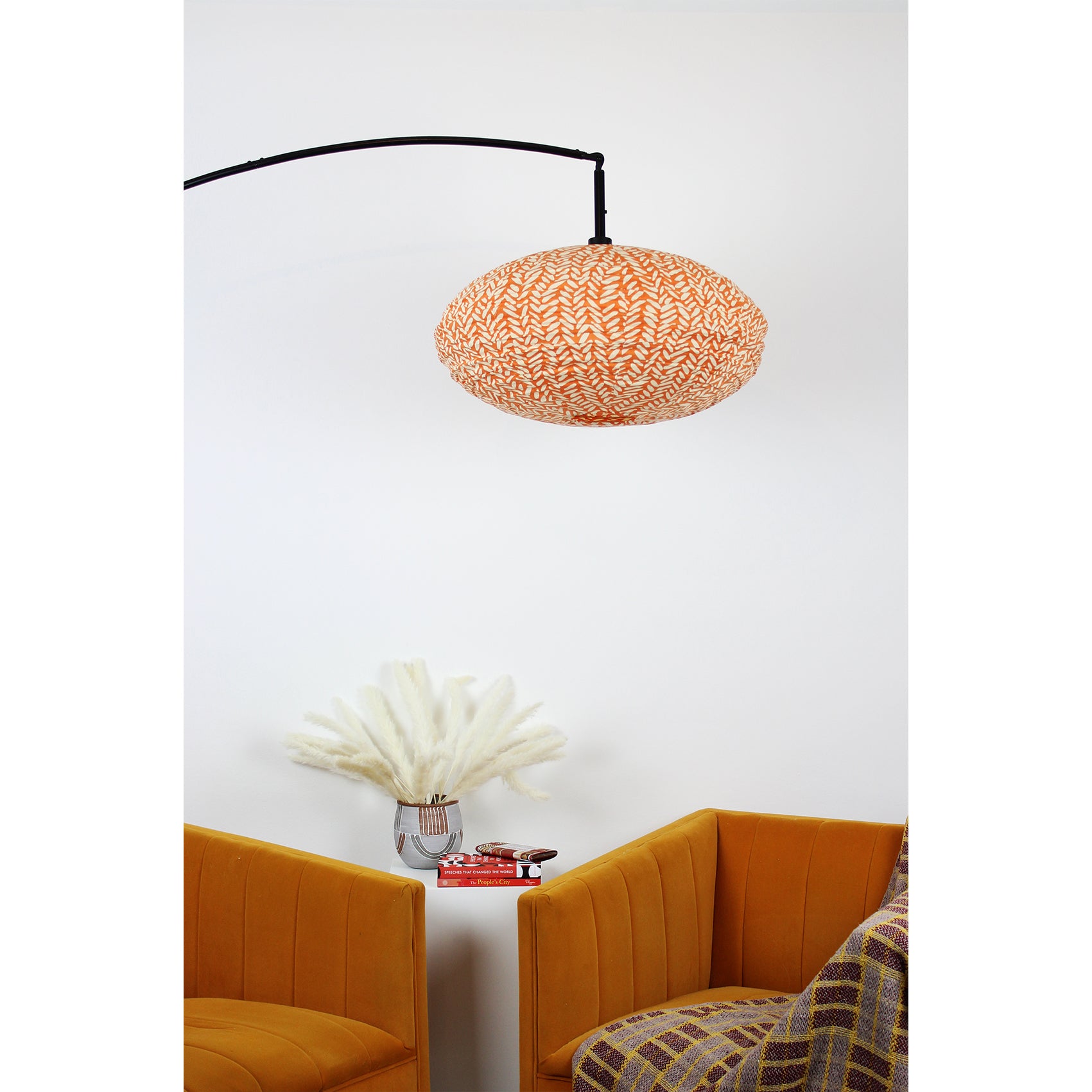 Small 60cm Cream & Orange Rice Cotton Pendant Lampshade