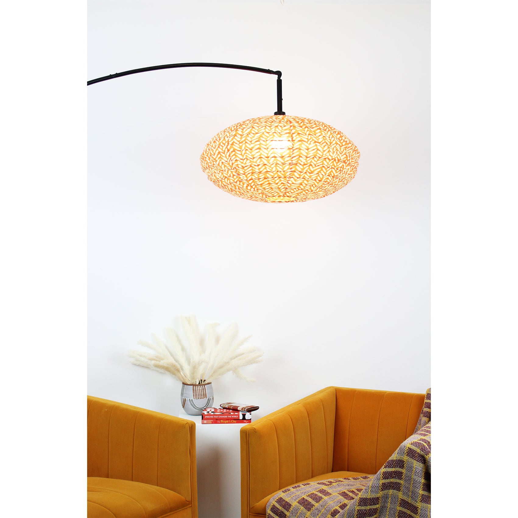 Small 60cm Cream & Orange Rice Cotton Pendant Lampshade