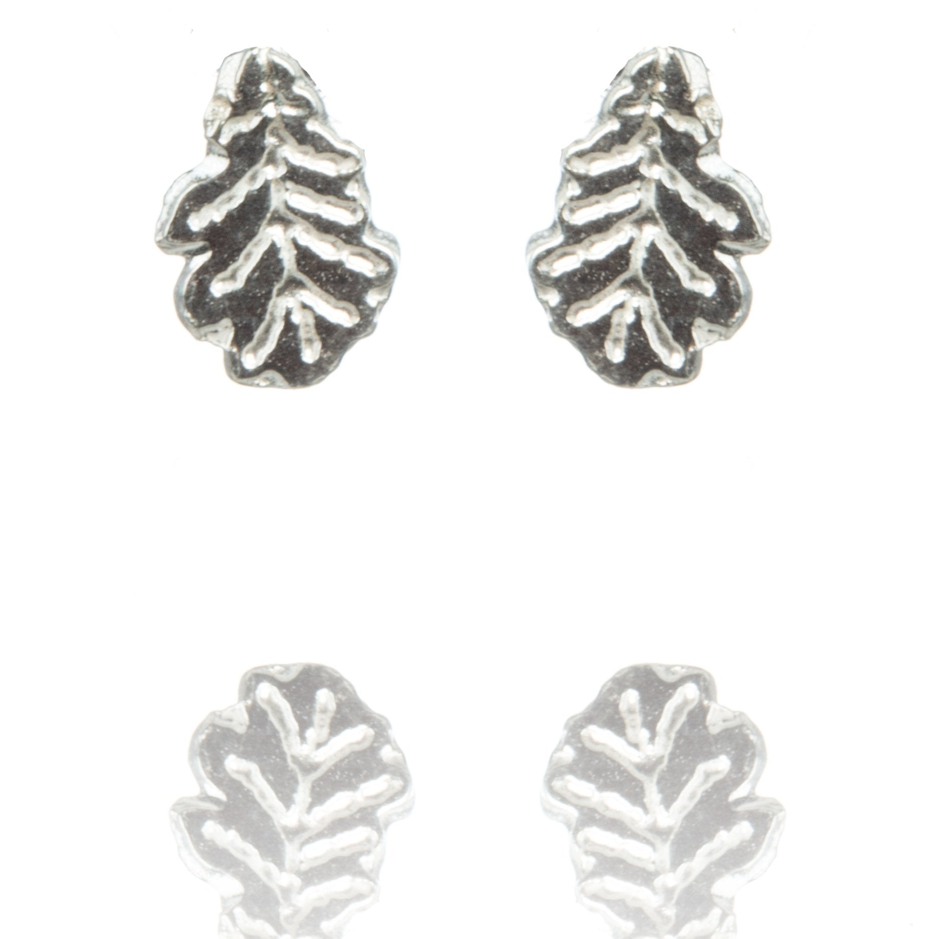 Tiny Sterling Silver Oak Leaf Stud Earrings
